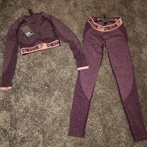 Gym shark flex leggings and crop top set.